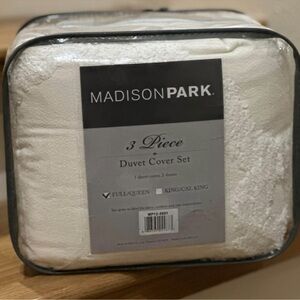 Madison Park Full/Queen 3-Pc Duvet Cover Set, Cotton Chenille, White 👍